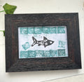 Wood Frame Shark & Logo Print